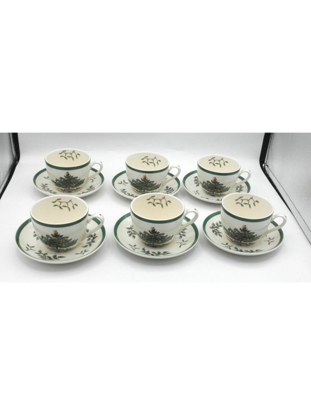 Christmas Tree by Spode Flat Cup & Saucer Set of 6 Pattern Code: SP CHT England